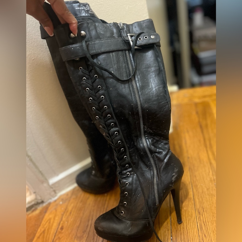 Black lace up boots